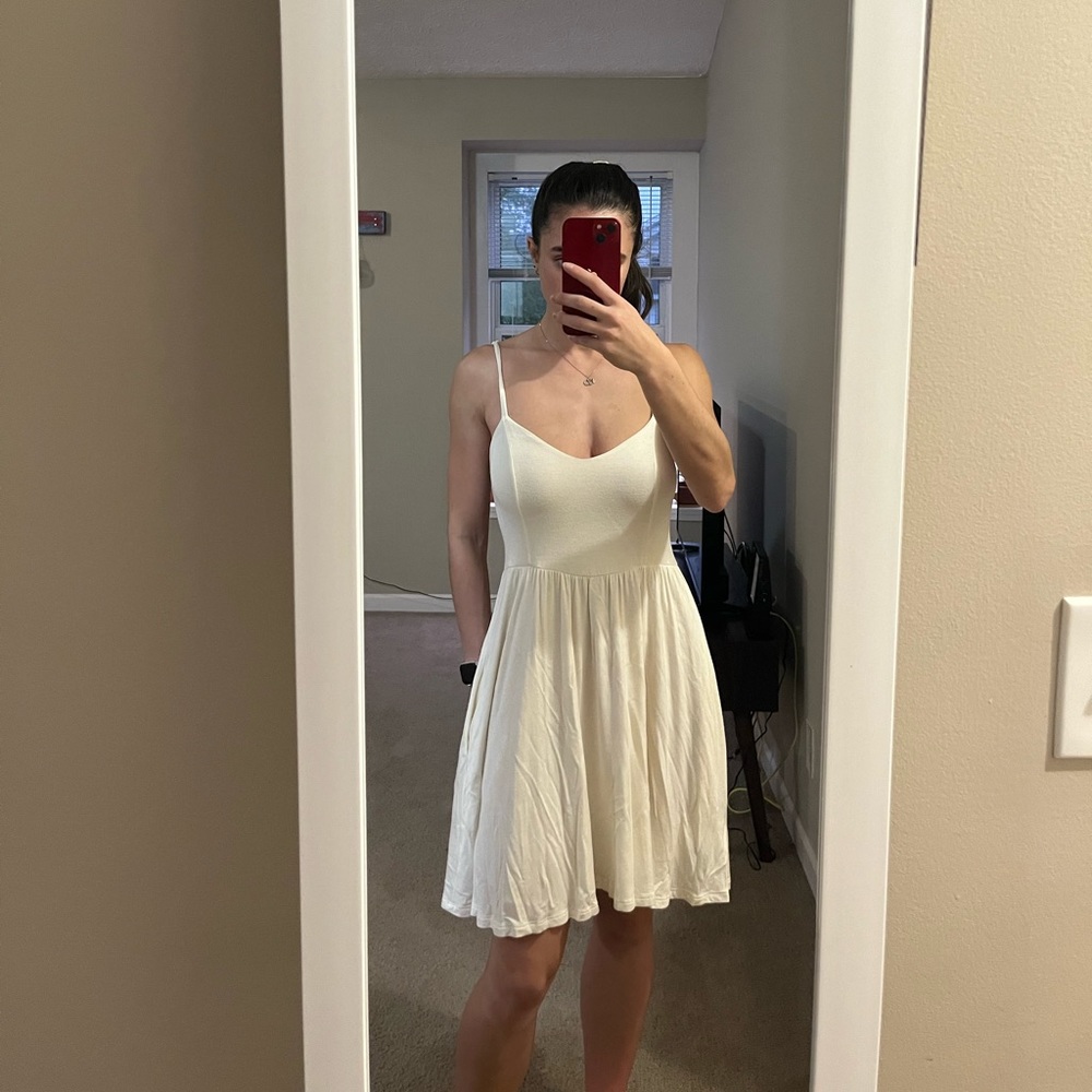 Lush Flowy Cream Dress with Pockets